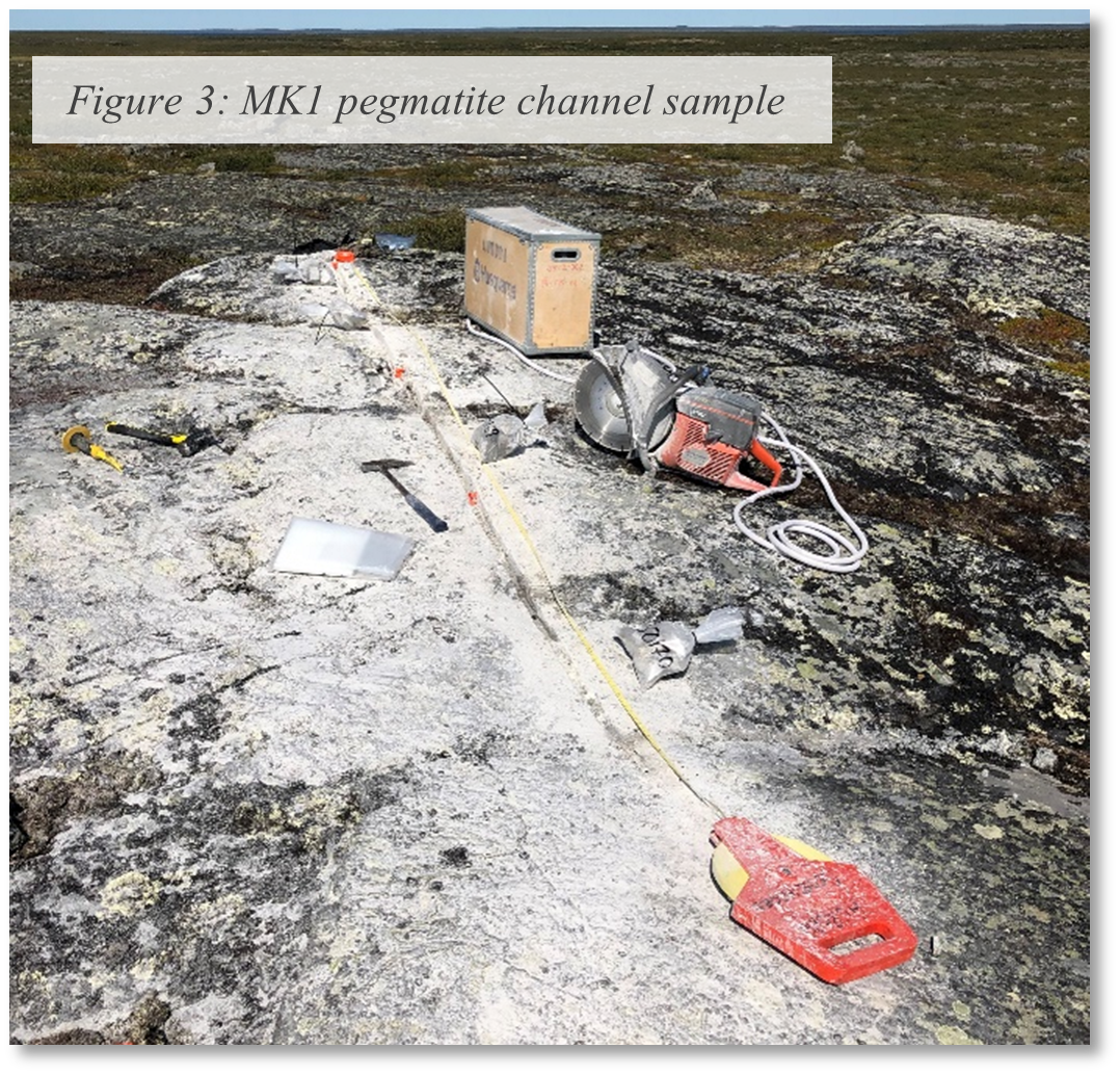 Figure 3: MK1 pegmatite channel sample